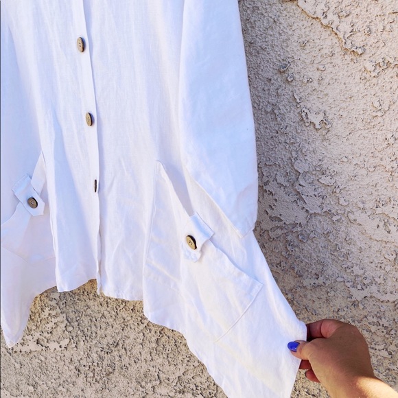 COPY - Vintage 💫 White Linen Oversized Jacket - Picture 3 of 6